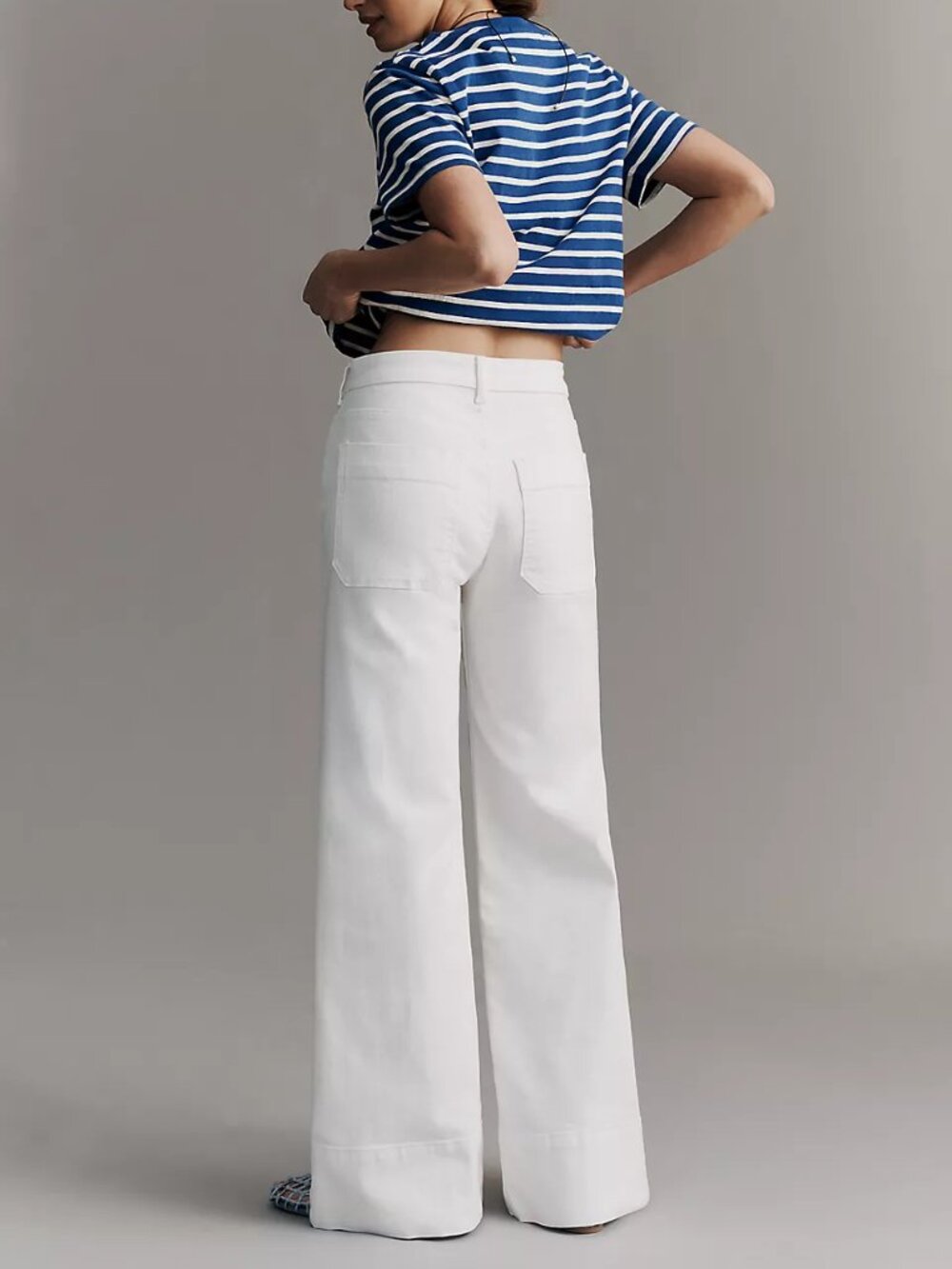 Pilcro Rylan Relaxed Wide-Leg High-Rise Flare Jeans - Chalk - Sz 27 - Picture 3 of 5